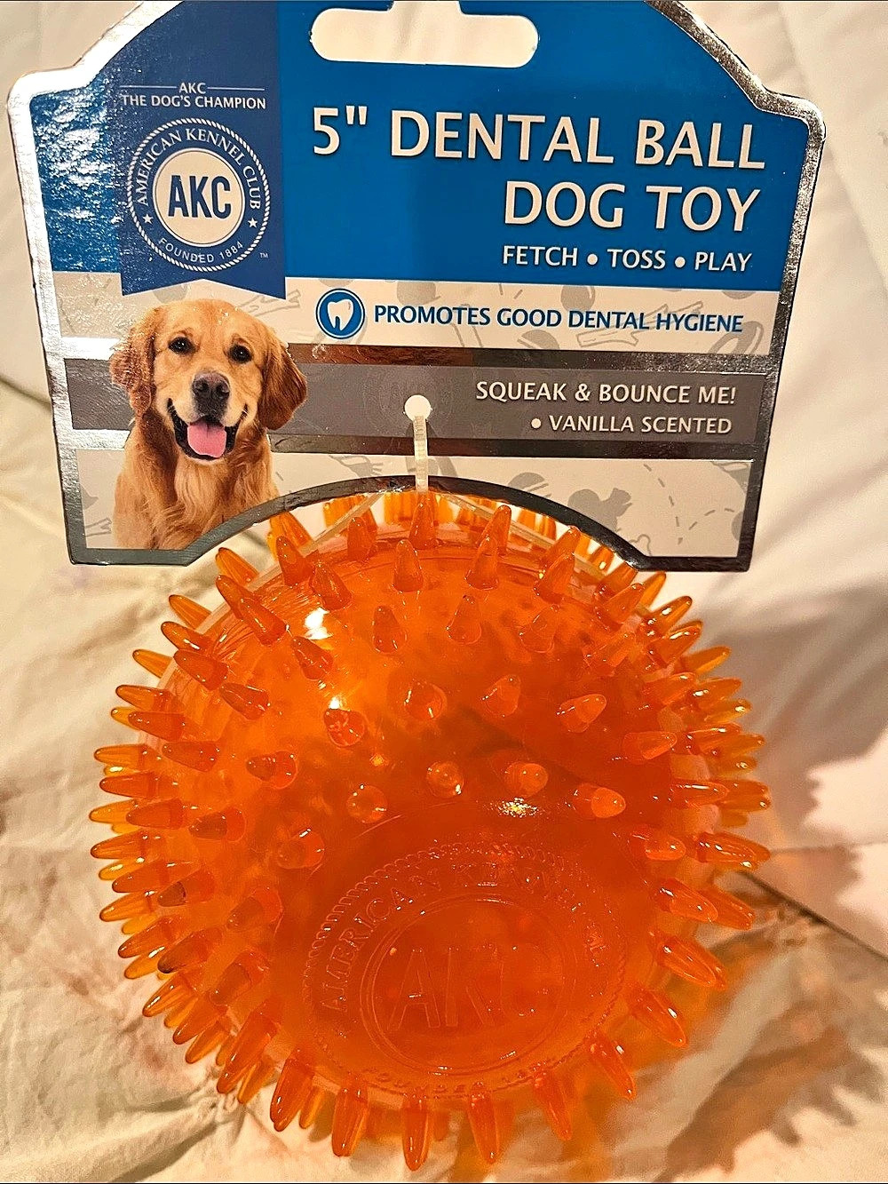 The Dog's Champion 5" Dental Ball Dog Toy Orange  NWT